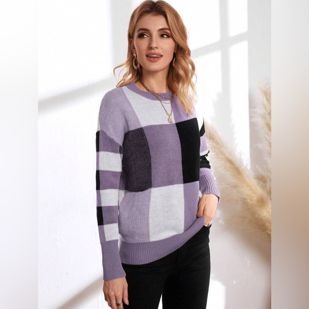 SHEIN- multicolor sweater - Size L NWOT - Picture 7 of 8